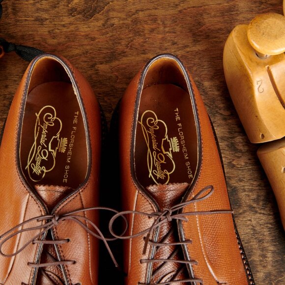 Florsheim 93603 NOS 5 Nail V-Cleat Brown PTB Men's Dress Shoes w/ Trees and Bags - Picture 13 of 16